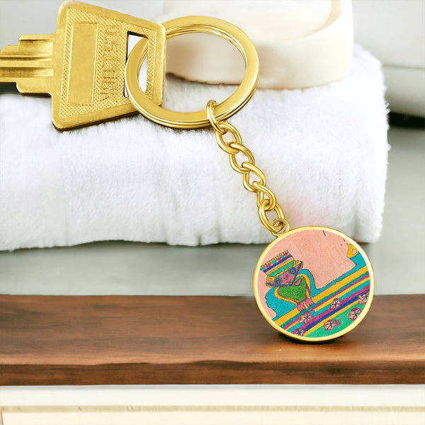 Brave Heart, Graphic Circle Keychain