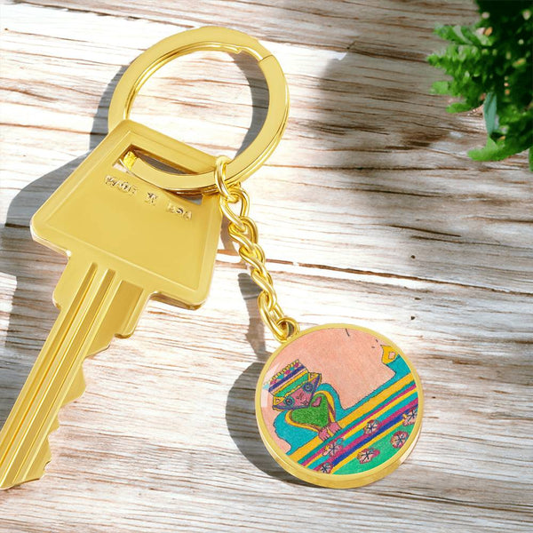 Brave Heart, Graphic Circle Keychain