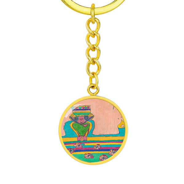 Brave Heart, Graphic Circle Keychain
