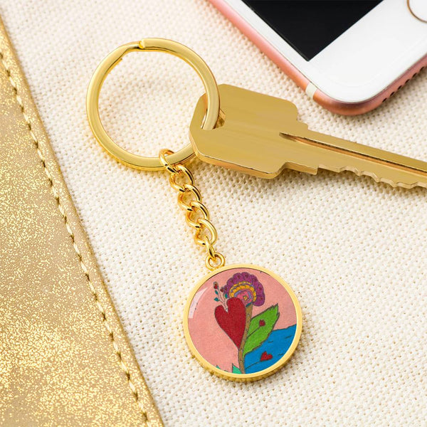 Upright in Heart (My Valentine's) Graphic Circle Keychain