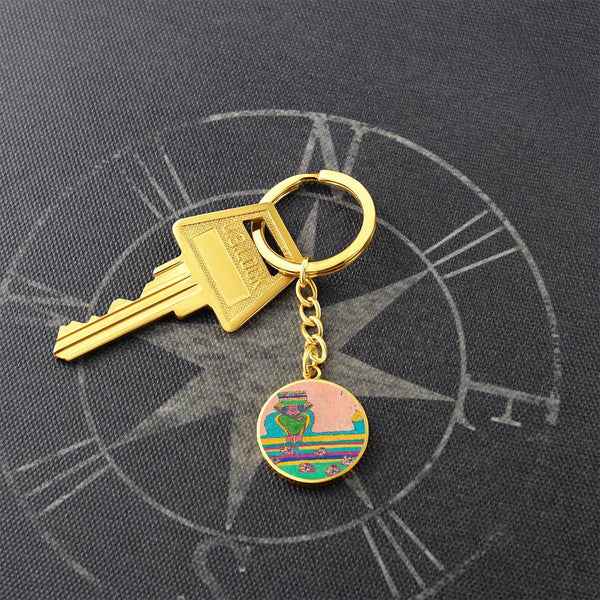 Brave Heart, Graphic Circle Keychain