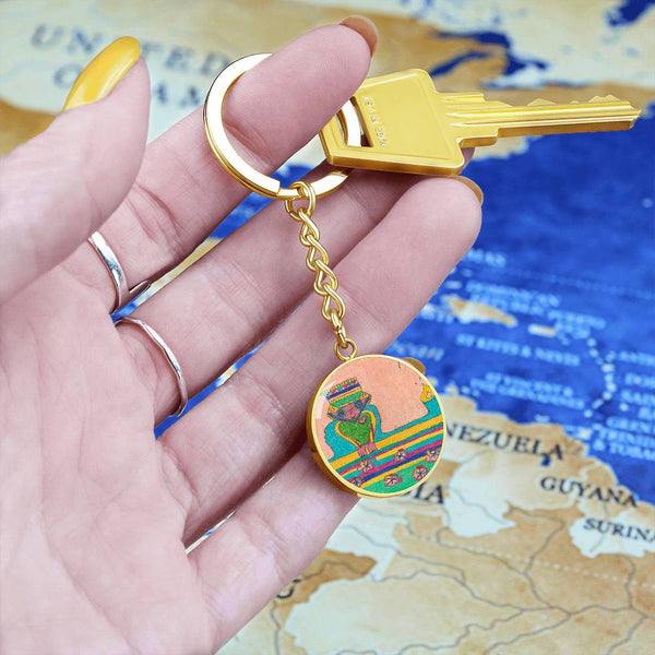 Brave Heart, Graphic Circle Keychain