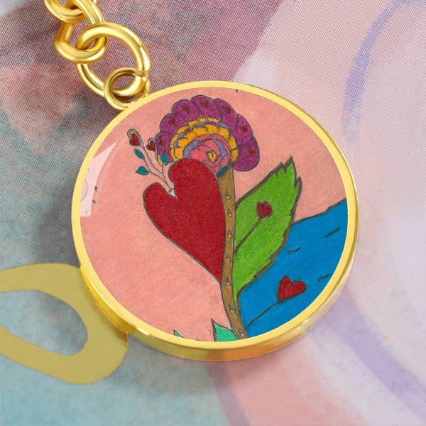 Upright in Heart (My Valentine's) Graphic Circle Keychain