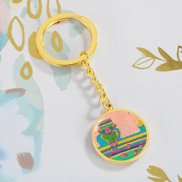 Brave Heart, Graphic Circle Keychain