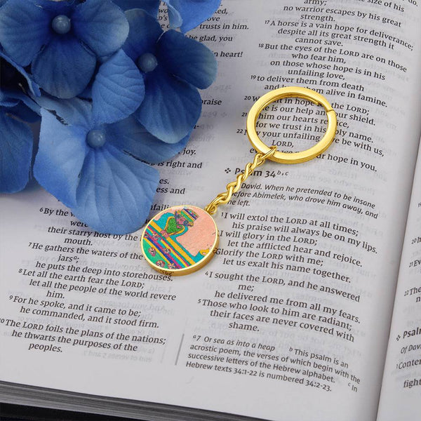 Brave Heart, Graphic Circle Keychain