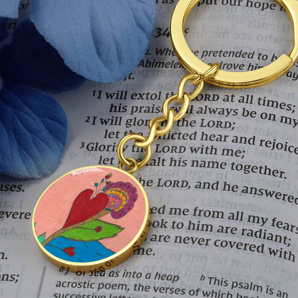 Upright in Heart (My Valentine's) Graphic Circle Keychain