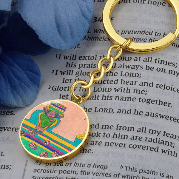 Brave Heart, Graphic Circle Keychain
